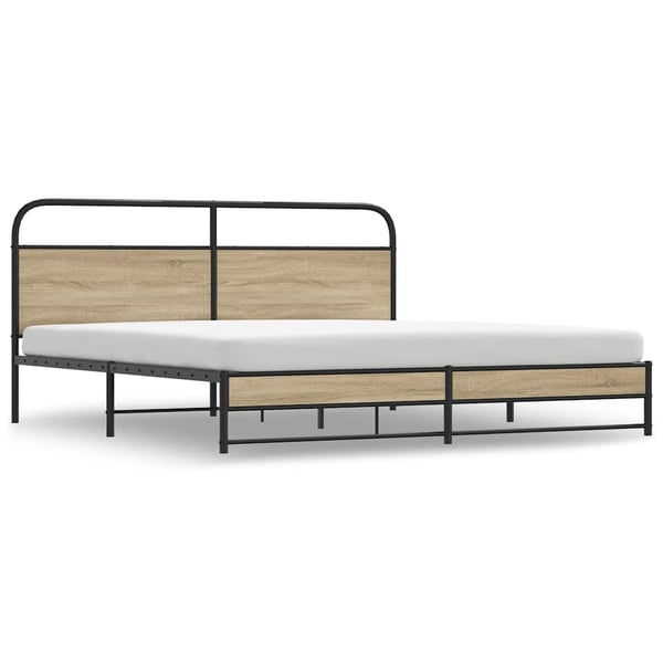 vidaXL Sengeramme i metall uten madrass røkt eik 180x200 cm