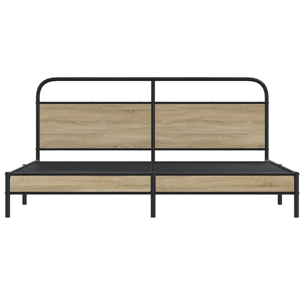 vidaXL Sengeramme i metall uten madrass røkt eik 180x200 cm