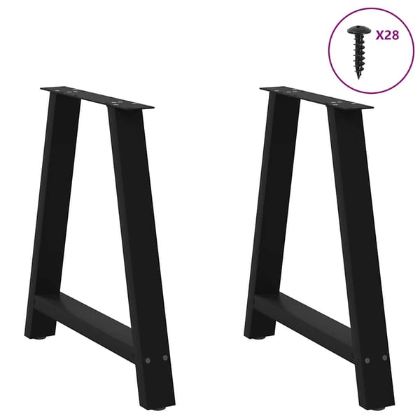 vidaXL Spisebordben A-formet 2 stk svart 80x(72-73) cm stål