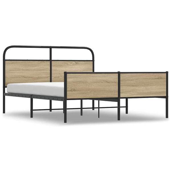 vidaXL Sengeramme i metall uten madrass røkt eik 180x200 cm