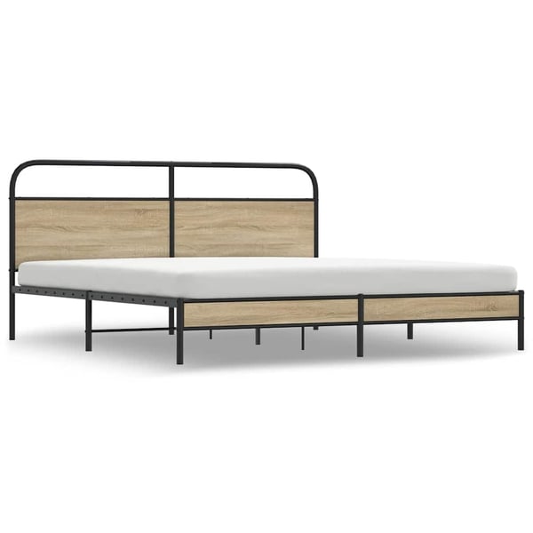 vidaXL Sengeramme i metall uten madrass røkt eik 193x203 cm