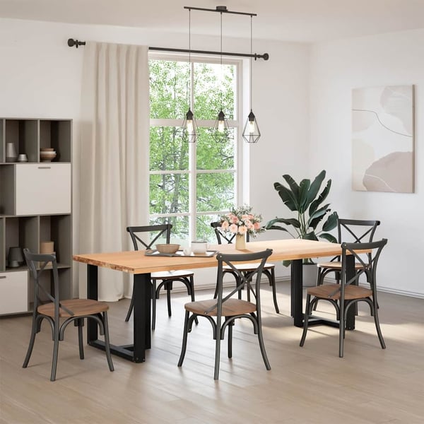 vidaXL Spisebordben T-formet 2 stk svart 80x35x(72-73) cm stål