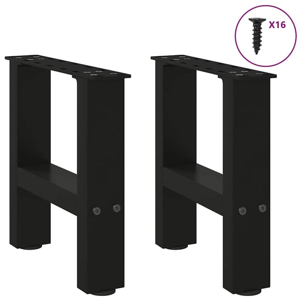 vidaXL sofabordsben sort 2 stk. 30x(30-31) cm stål