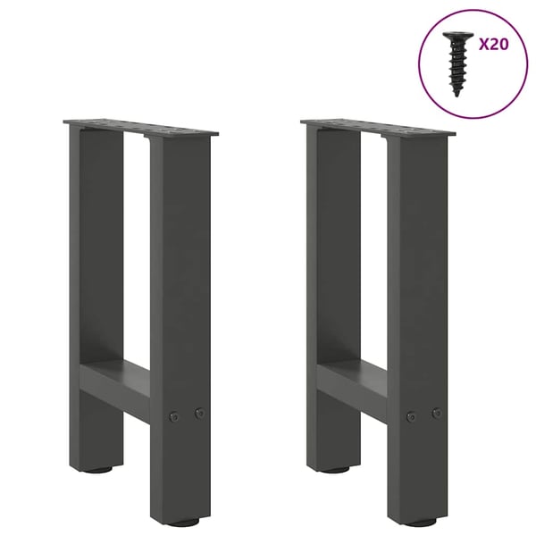 vidaXL Salongbordben antrasitt 2 stk 38 x (42-43) cm stål