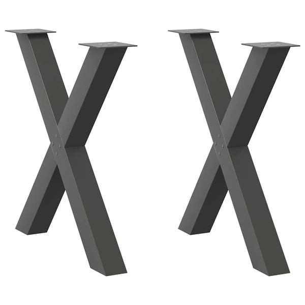 vidaXL Spisebordben X-formet 2 stk antrasitt 70 x (72-73) cm stål