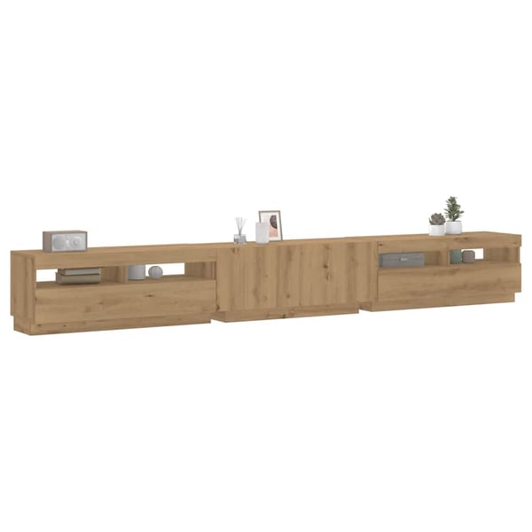 vidaXL TV-benk med LED-lys artisan eik 300x35x40 cm konstruert tre