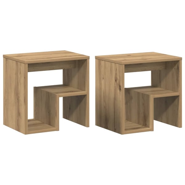vidaXL sengeborde 2 stk. 40x30x40 cm konstrueret træ egetræ