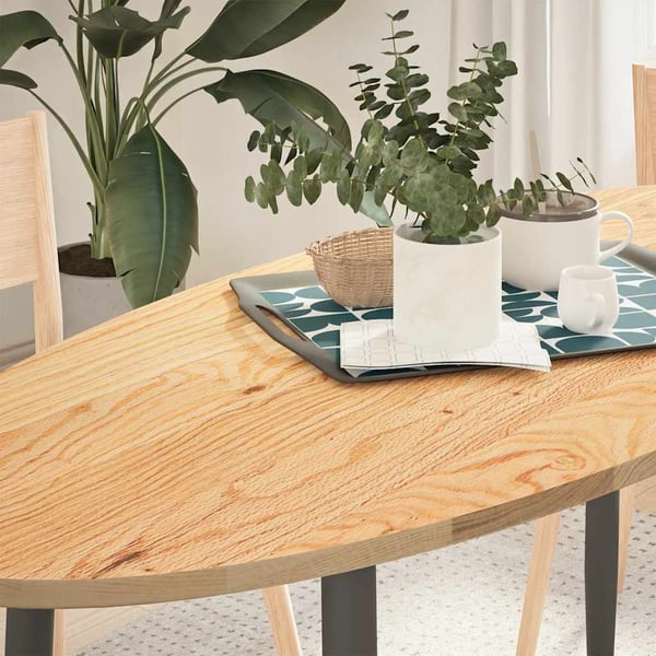 vidaXL bordplade 140x60x2 cm massivt egetræ oval