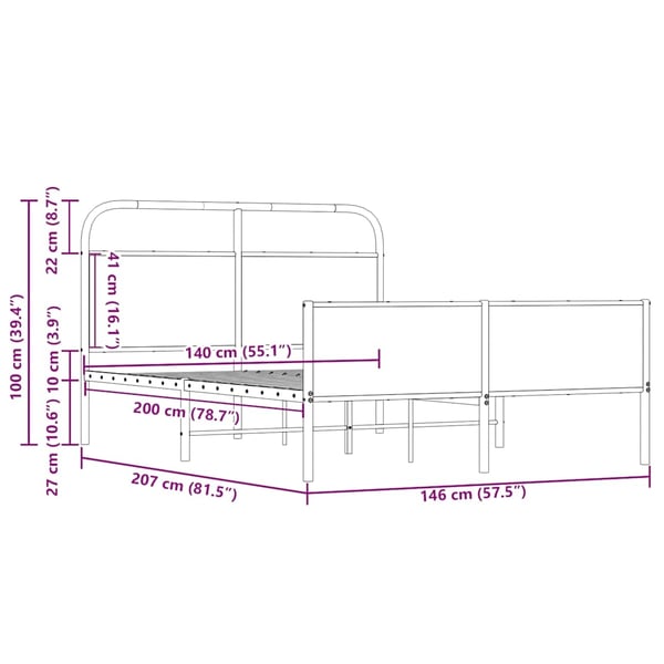 vidaXL Sengeramme uten madrass sonoma eik 140x200 cm konstruert tre