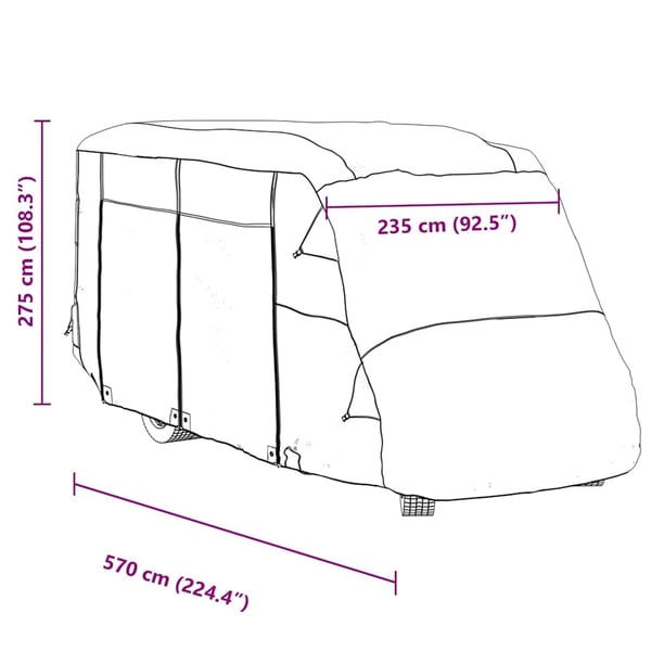 vidaXL Bobiltrekk grå 570x235x275 cm ikke-vevet stoff