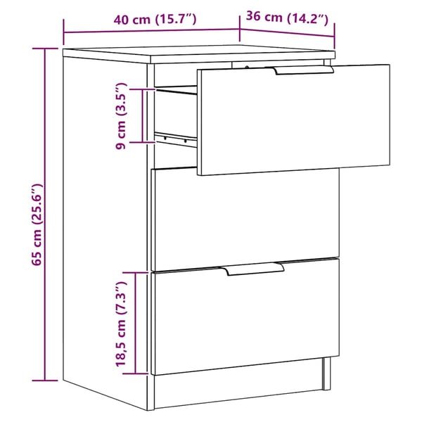 vidaXL Nattbord 2 stk artisan eik 40x36x65 cm konstruert tre
