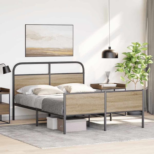 vidaXL Sengeramme uten madrass sonoma eik 140x190 cm konstruert tre