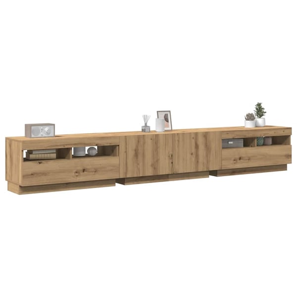 vidaXL TV-benk med LED-lys artisan eik 260x35x40 cm konstruert tre