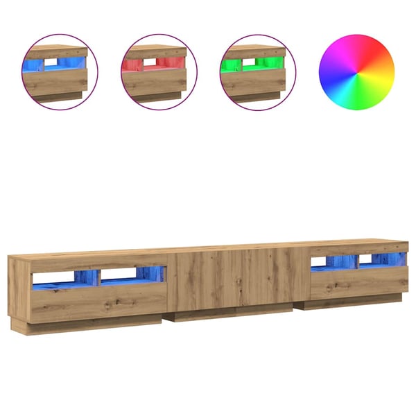 vidaXL TV-benk med LED-lys artisan eik 260x35x40 cm konstruert tre
