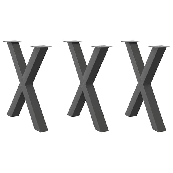 vidaXL spisebordsben X-formet 3 stk. antracit 70 x (72-73) cm stål