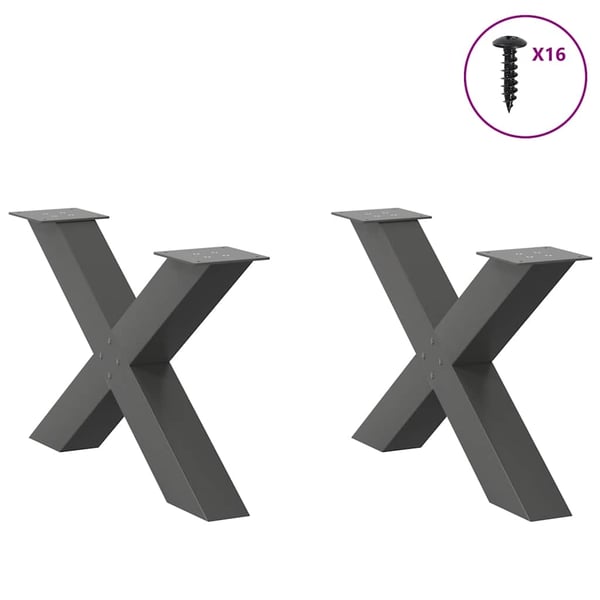 vidaXL sofabordsben X-formet 2 stk. antracit 70 x (42-43) cm stål