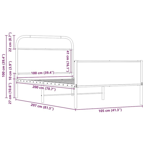 vidaXL Sengeramme uten madrass sonoma eik 100x200 cm konstruert tre