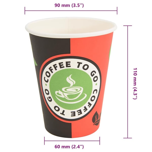 vidaXL papirkaffekopper 1000 stk. 12oz 300ml rød og sort