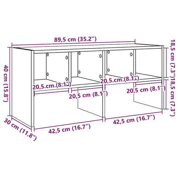 vidaXL Kenkäteline Pinottava Vanha Puu 89,5x30x40 cm