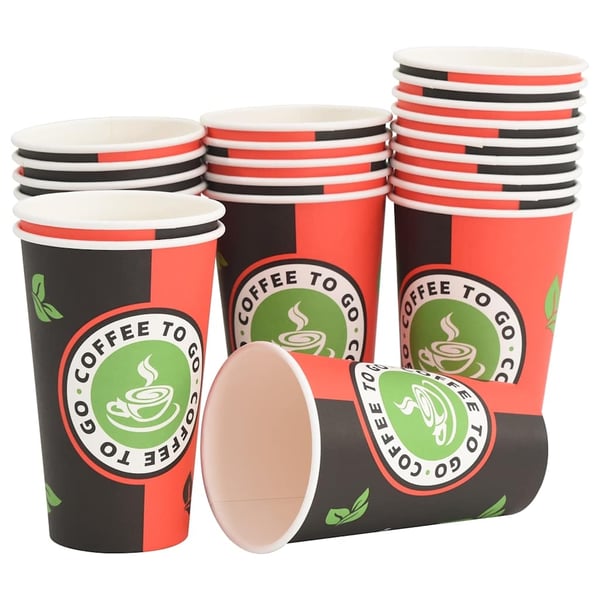 vidaXL Papir kaffekopper 1000 stk 16oz 400 ml rød og svart