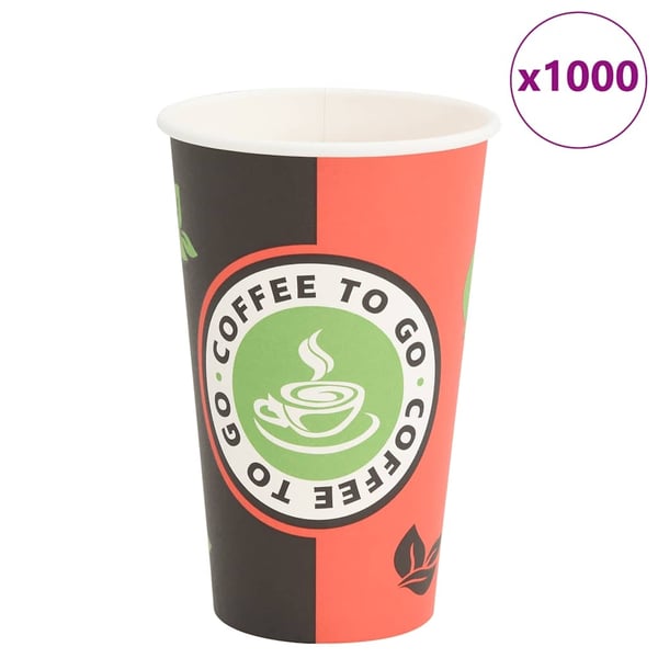vidaXL papirkaffekopper 1000 stk. 16oz 400ml rød og sort