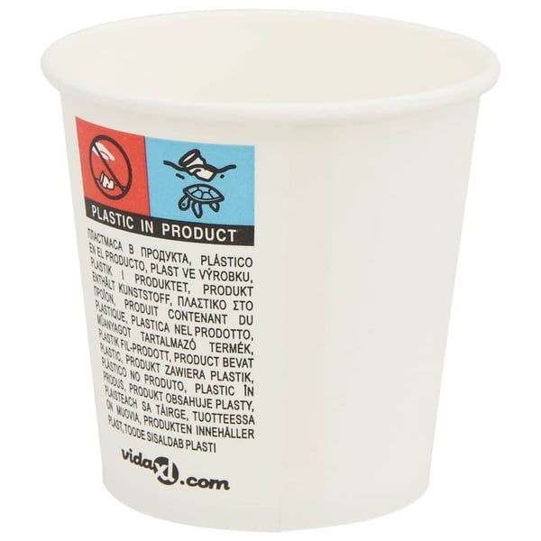 vidaXL Papir kaffekopper 1000 stk 4oz 100 ml hvit