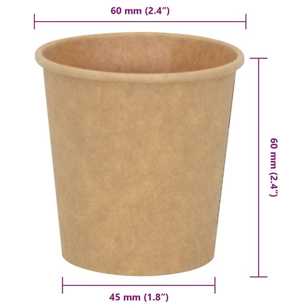 vidaXL Papir kaffekopper 1000 stk 4oz 100 ml brun