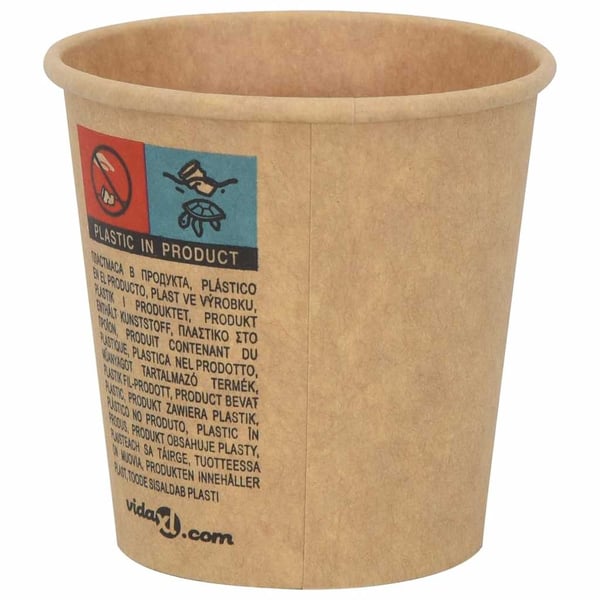 vidaXL Papir kaffekopper 1000 stk 4oz 100 ml brun