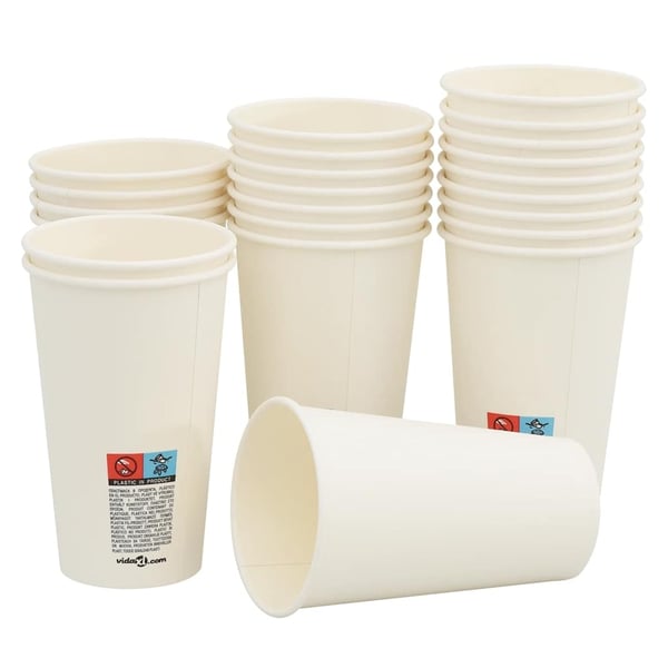 vidaXL Papir kaffekopper 1000 stk 16oz 400 ml hvit