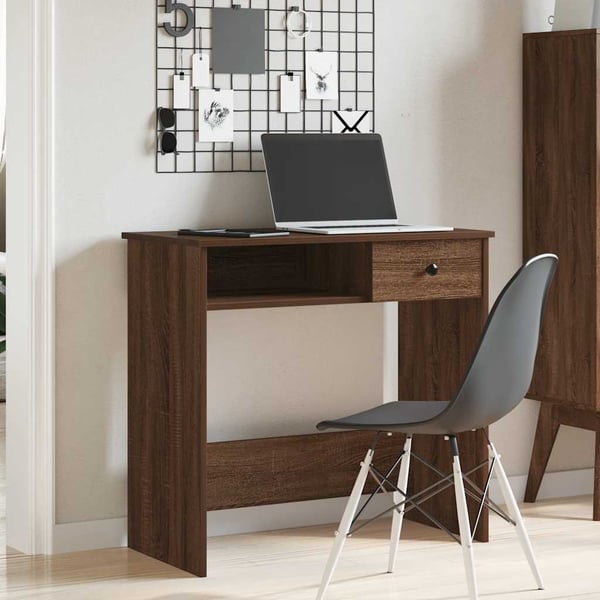 vidaXL skrivebord 80x40x75 cm konstrueret træ brun egetræsfarve