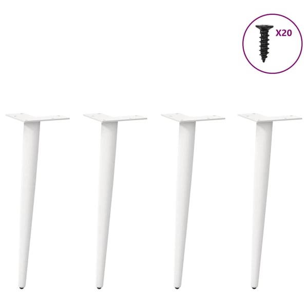 vidaXL Salongbordben konisk form 4 stk hvit 42-43 cm stål