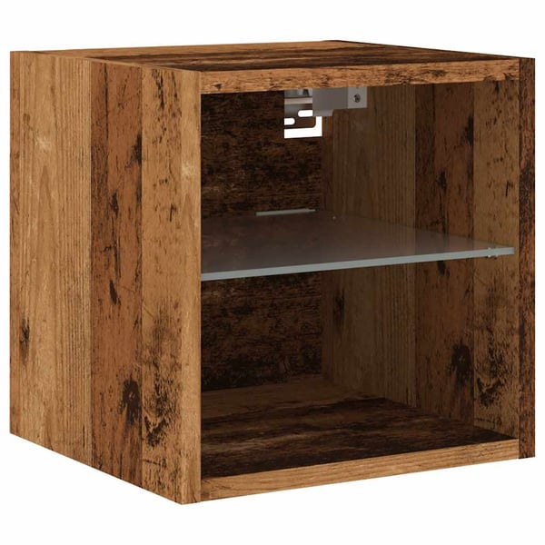 vidaXL TV-seinäkaappi LED-valoilla vanhaa puuta 30x28,5x30 cm