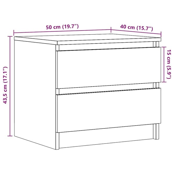 vidaXL sengeskab 50x40x43,5 cm konstrueret træ antikt træ