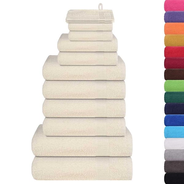 vidaXL 12-delers håndklesett FROGN kremhvit 360 gsm
