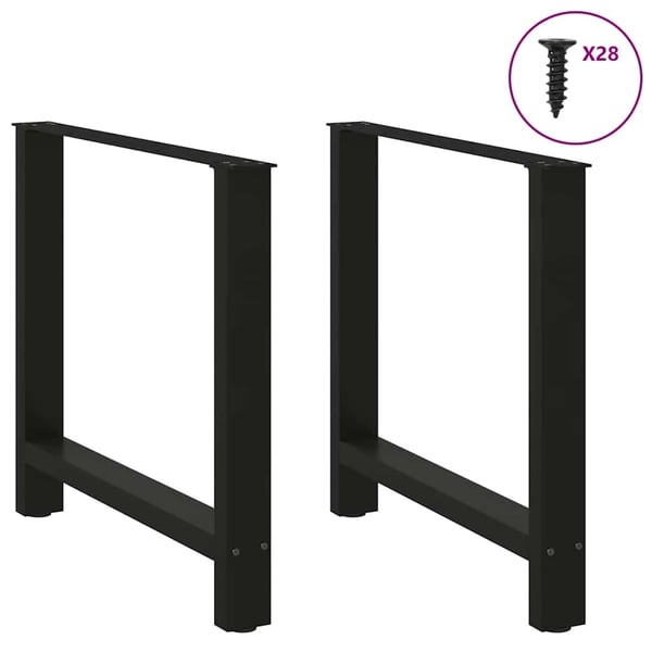 vidaXL spisebordsben sort 2 stk. 70x(72-73) cm stål