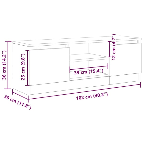 vidaXL TV-benk artisan eik 102x30x36 cm konstruert tre