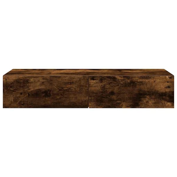 vidaXL Vegghylle med skuffer røkt eik 100x36x19 cm konstruert tre
