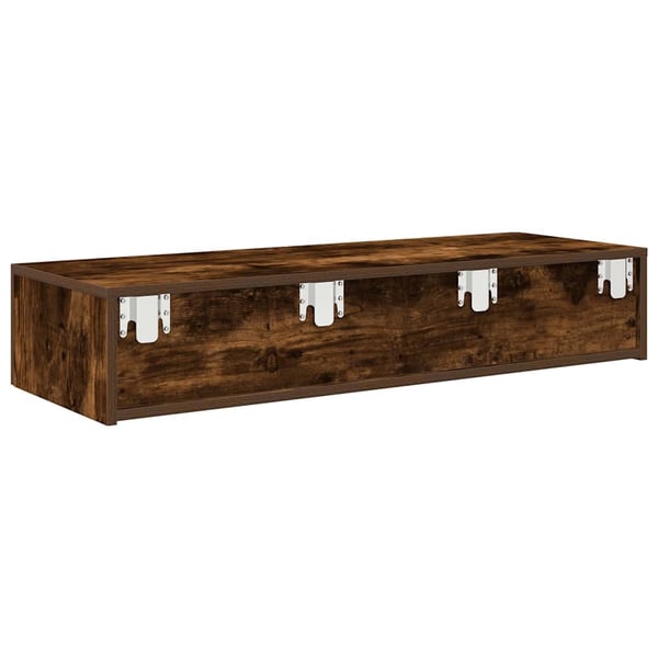 vidaXL Vegghylle med skuffer røkt eik 100x36x19 cm konstruert tre