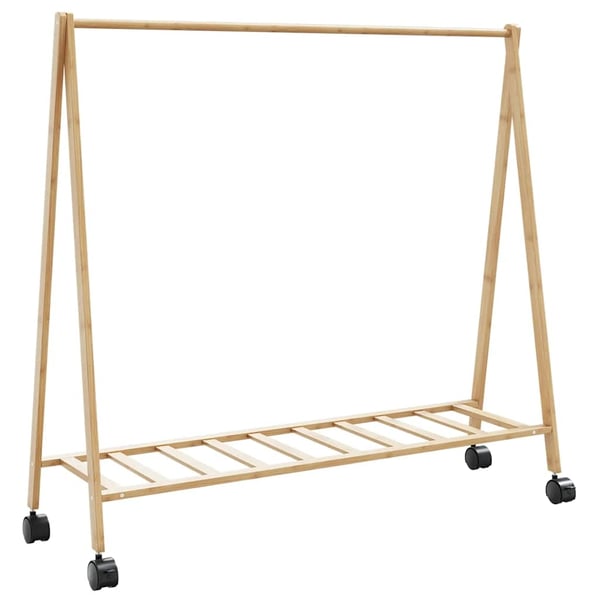 vidaXL Klesstativ med hyller og hjul 106x34x106,5 cm bambus