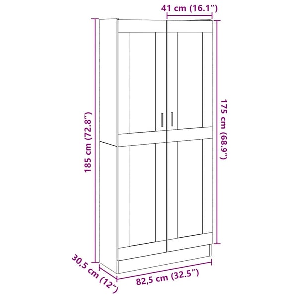 vidaXL Highboard gammelt tre 82,5x30,5x185 cm konstruert tre