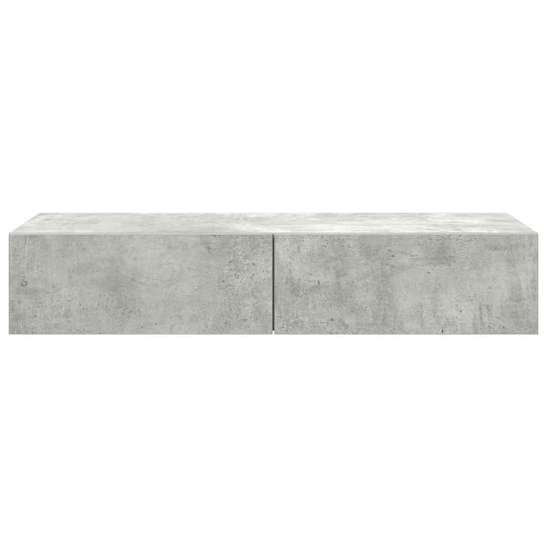 vidaXL væghylde med skuffer 100x36x19 cm konstrueret træ betongrå