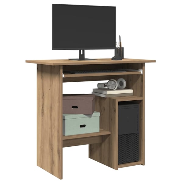 vidaXL Skrivebord artisan eik 80x45x74 cm konstruert tre