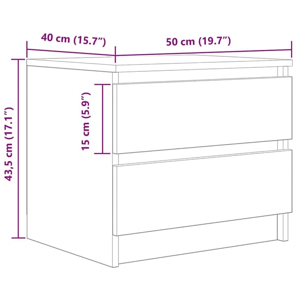 vidaXL Sängbord artisan ek 50x40x43.5 cm konstruerat trä