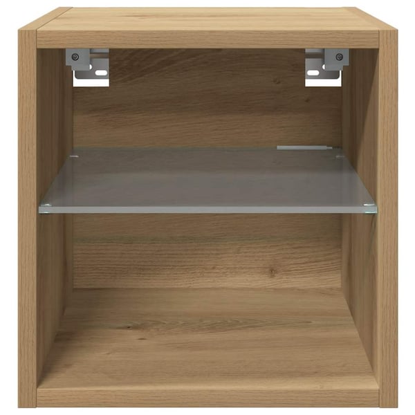 vidaXL Vegghengt TV-benk med LED artisan eik 30x28,5x30 cm