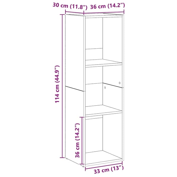 vidaXL Bokhylle artisan eik 36x30x114 cm konstruert tre