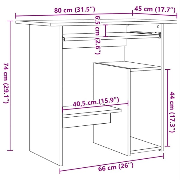 vidaXL Skrivebord gammelt tre 80x45x74 cm konstruert tre