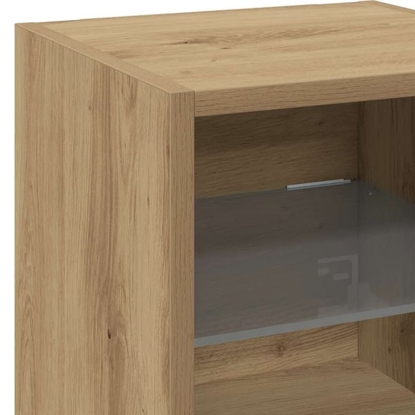 vidaXL Vegghengt TV-benk med LED 2 stk artisan eik 30x28,5x30 cm