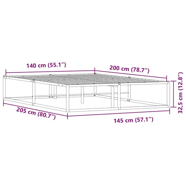 vidaXL Sengeramme uten madrass hvit 140x200 cm