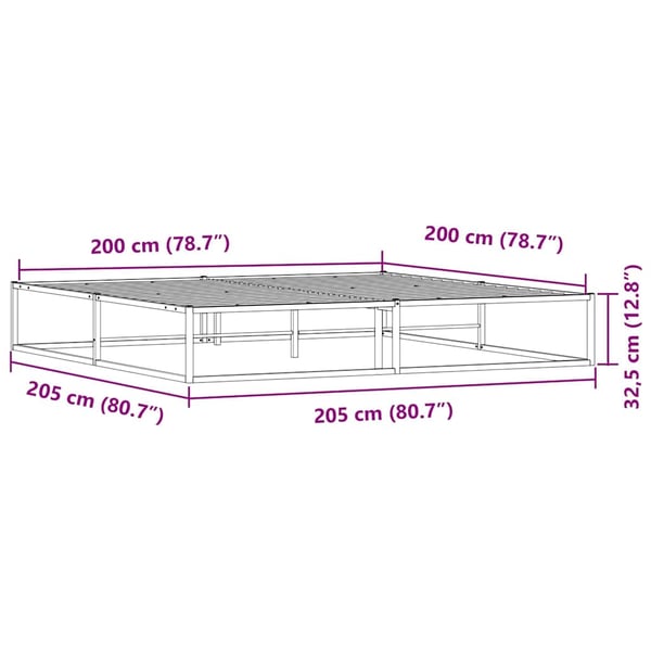 vidaXL Sengeramme uten madrass hvit 200x200 cm