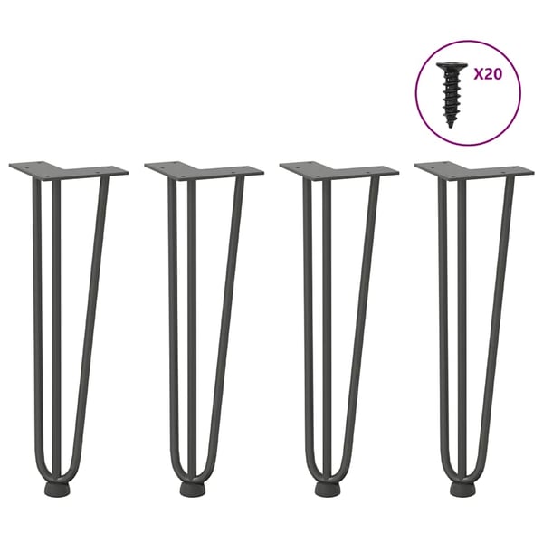 vidaXL hårnåleben til sofabord 4 stk. antracit 42 cm massivt stål